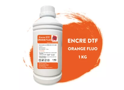 Encre Etik DTF transfert orange fluo bouteille de 1Kg